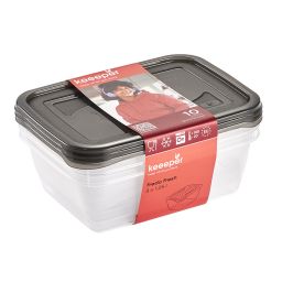 Keeeper Fredo Fresh zestaw pojemniki na żywność (3 szt) przezroczysty-szary 3067582700000