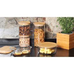 Kesper pojemnik do przechowywania 10x10 cm z pokrywą szkło/bambus 38008