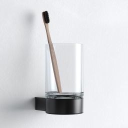 Keuco Black Selection kubek szklany z uchwytem czarny mat 14950379000