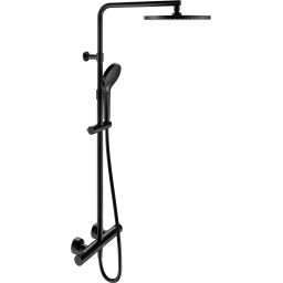 Keuco Plan blue zestaw prysznicowy ścienny termostatyczny z deszczownicą czarny mat 53926372321