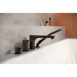 KFA Armatura Mokait Black bateria wannowo-prysznicowa stojąca 4-otworowa czarny mat 5535-210-81