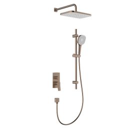 KFA Armatura Malaga Rose Gold zestaw prysznicowy podtynkowy z deszczownicą różowe złoto szczotkowane 4529-301-34