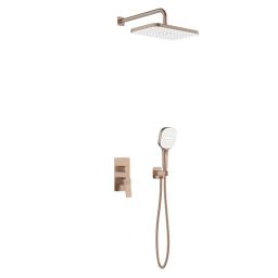 KFA Armatura Malaga Rose Gold zestaw prysznicowy podtynkowy z deszczownicą różowe złoto szczotkowane 4529-501-34