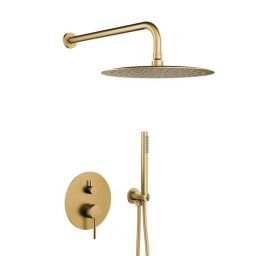 KFA Armatura Moza Brushed Light Gold zestaw prysznicowy podtynkowy z deszczownicą złoty jasny 5039-501-39