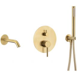 KFA Armatura Moza Gold zestaw wannowy podtynkowy złoty szczotkowany 5039-401-31