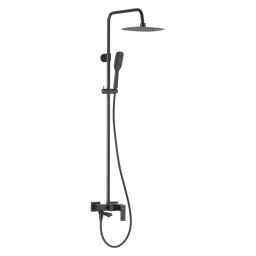 KFA Armatura Logon Black zestaw wannowo-prysznicowy ścienny z deszczownicą czarny 5136-915-81