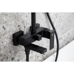 KFA Armatura Logon Black zestaw wannowo-prysznicowy ścienny z deszczownicą czarny 5136-915-81