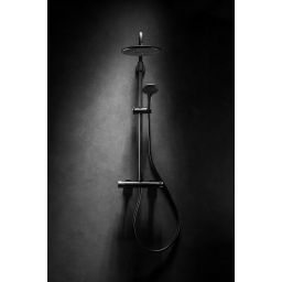 KFA Armatura Moza Black zestaw prysznicowy ścienny termostatyczny z deszczownicą czarny mat 5736-910-81