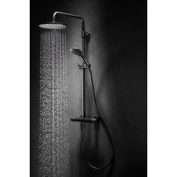 KFA Armatura Moza Black zestaw prysznicowy ścienny termostatyczny z deszczownicą czarny mat 5736-910-81