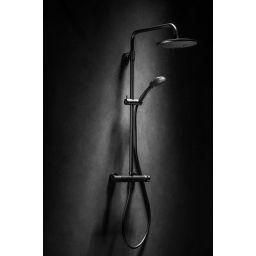 KFA Armatura Moza Black zestaw prysznicowy ścienny termostatyczny z deszczownicą czarny mat 5736-910-81