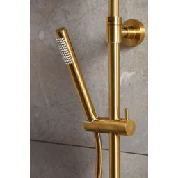 KFA Armatura Moza Gold zestaw prysznicowy ścienny termostatyczny z deszczownicą złoty szczotkowany 5736-920-31