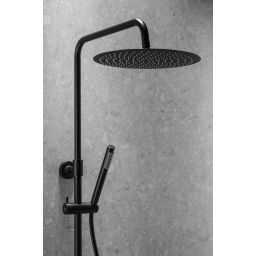 KFA Armatura Moza Black zestaw prysznicowy ścienny termostatyczny z deszczownicą czarny mat 5736-920-81