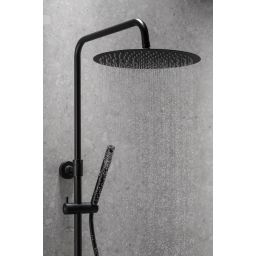 KFA Armatura Moza Black zestaw prysznicowy ścienny termostatyczny z deszczownicą czarny mat 5736-920-81