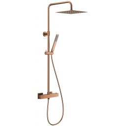 KFA Armatura Logon Brushed Rose Gold zestaw prysznicowy ścienny termostatyczny z deszczownicą miedź szczotkowana 5746-920-34