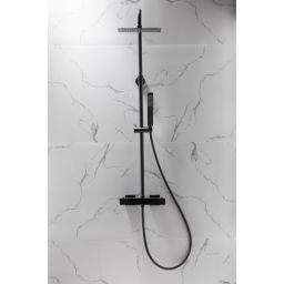 KFA Armatura Logon Black zestaw prysznicowy ścienny termostatyczny z deszczownicą czarny 5746-920-81