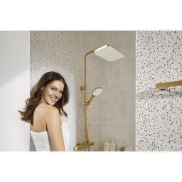 KFA Armatura Malaga zestaw prysznicowy ścienny termostatyczny z deszczownicą złoty szczotkowany 5756-910-31