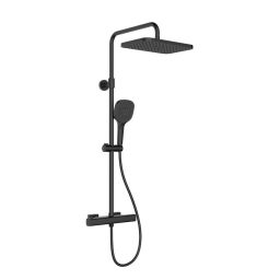 KFA Armatura Malaga Black zestaw prysznicowy ścienny termostatyczny z deszczownicą czarny 5756-910-81