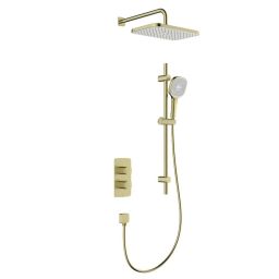 KFA Armatura Malaga zestaw prysznicowy podtynkowy termostatyczny z deszczownicą złoty szczotkowany 5759-301-31