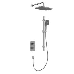 KFA Armatura Malaga Gun Metal Grey zestaw prysznicowy podtynkowy termostatyczny z deszczownicą szary 5759-301-61
