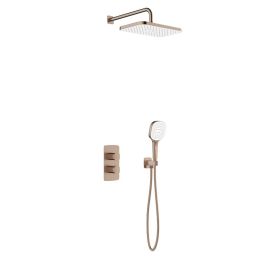 KFA Armatura Malaga Rose Gold zestaw prysznicowy podtynkowy z deszczownicą różowe złoto szczotkowane 5759-501-34