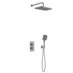 KFA Armatura Malaga Gun Metal Grey zestaw prysznicowy podtynkowy z deszczownicą szary 5759-501-61
