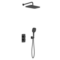 KFA Armatura Malaga Black zestaw prysznicowy podtynkowy termostatyczny z deszczownicą czarny 5759-501-81