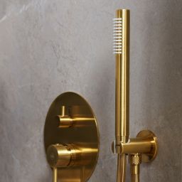 KFA Armatura Moza Gold zestaw prysznicowy podtynkowy z deszczownicą złoty szczotkowany 5039-501-31