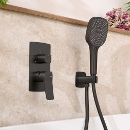 KFA Armatura Malaga Black zestaw prysznicowy podtynkowy z deszczownicą czarny 4529-301-81