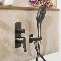 KFA Armatura Malaga Gun Metal Grey zestaw prysznicowy podtynkowy z deszczownicą szary 4529-501-61