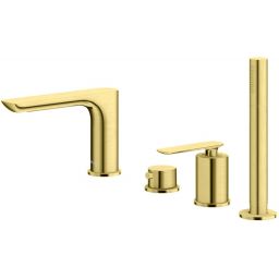 Kohlman Experience Brushed Gold bateria wannowo-prysznicowa 4-otworowa złoty szczotkowany QB244EGDB