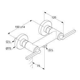Kludi Nova Fonte Puristic bateria prysznicowa ścienna złoty szczotkowany 20710N015