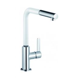 Kludi L-ine S bateria kuchenna stojąca z wyciąganą wylewką chrom/biały mat 408519375