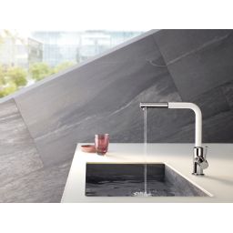 Kludi L-ine S bateria kuchenna stojąca z wyciąganą wylewką chrom/biały mat 408519375