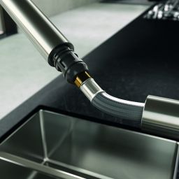 Kludi L Steel bateria kuchenna stojąca stal szlachetna szczotkowana 45851F877