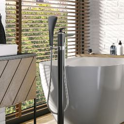 Kludi Balance bateria wannowo-prysznicowa wolnostojąca czarny mat/chrom 525908775