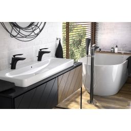 Kludi Balance bateria wannowo-prysznicowa wolnostojąca czarny mat/chrom 525908775