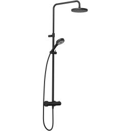 Kludi Dive zestaw prysznicowy ścienny termostatyczny z deszczownicą czarny 6807939-00