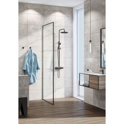 Kludi Logo Neo zestaw prysznicowy ścienny termostatyczny z deszczownicą czarny mat 6808239-00