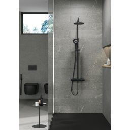 Kludi Dive zestaw prysznicowy ścienny termostatyczny z deszczownicą czarny 690793900