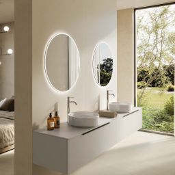 Kludi Resa R umywalka z korkiem 40x40 cm okrągła nablatowa biała 58CW1043