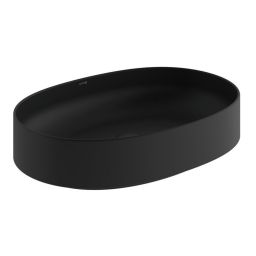 Kludi Resa O umywalka z korkiem 60x40 cm owalna nablatowa czarny mat 58CW2039