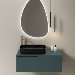 Kludi Resa S umywalka z korkiem 60x40 cm prostokątna nablatowa czarny mat 58CW4039