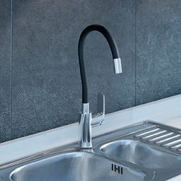 Kuchinox Elza bateria kuchenna stojąca z elastyczną wylewką chrom/beż BKE461D