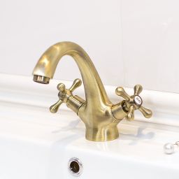 Kuchinox Stilo bateria umywalkowa stojąca mosiądz antyczny BKI522D