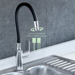 Kuchinox Elza bateria kuchenna z elastyczną wylewką chrom/czarny BKE762D
