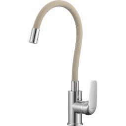 Kuchinox Elza bateria kuchenna stojąca z elastyczną wylewką chrom/beż BKE461D