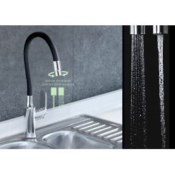 Kuchinox Elza bateria kuchenna z elastyczną wylewką chrom/czarny BKE762D