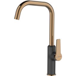 Kuchinox Alanis bateria kuchenna stojąca z wylewką L czarna/różowe złoto BQI865D