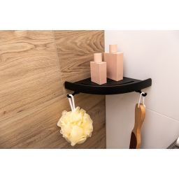 Kuchinox Apo półka łazienkowa 24z4 cm narożna z rantem czarny mat AKA704T