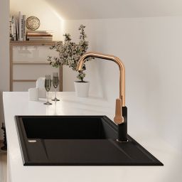 Kuchinox Hunter zlewozmywak granitowy 67x44 cm beżowy SBU411T